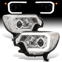 Load image into Gallery viewer, Toyota Tacoma 2012-2015 LED DRL Bar Projector Headlights Chrome Housing Clear Len Clear Reflector