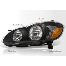 Load image into Gallery viewer, Toyota Corolla 2003-2008 Factory Style Headlights Black Housing Clear Len Clear Reflector