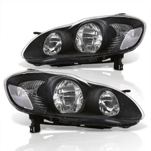 Load image into Gallery viewer, Toyota Corolla 2003-2008 Factory Style Headlights Black Housing Clear Len Amber Reflector