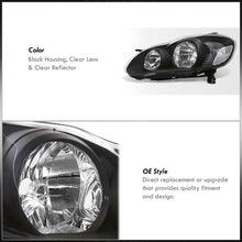 Load image into Gallery viewer, Toyota Corolla 2003-2008 Factory Style Headlights Black Housing Clear Len Amber Reflector