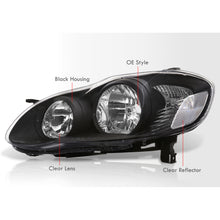 Load image into Gallery viewer, Toyota Corolla 2003-2008 Factory Style Headlights Black Housing Clear Len Amber Reflector