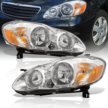 Load image into Gallery viewer, Toyota Corolla 2003-2008 Factory Style Headlights Chrome Housing Clear Len Amber Reflector