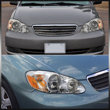 Load image into Gallery viewer, Toyota Corolla 2003-2008 Factory Style Headlights Chrome Housing Clear Len Amber Reflector