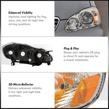 Load image into Gallery viewer, Toyota Corolla 2003-2008 Factory Style Headlights Chrome Housing Clear Len Amber Reflector