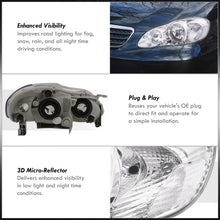 Load image into Gallery viewer, Toyota Corolla 2003-2008 Factory Style Headlights Chrome Housing Clear Len Clear Reflector