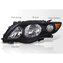 Load image into Gallery viewer, Toyota Corolla 2009-2010 Factory Style Headlights Black Housing Clear Len Amber Reflector