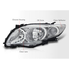 Load image into Gallery viewer, Toyota Corolla 2009-2010 Factory Style Headlights Chrome Housing Clear Len Clear Reflector