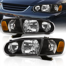 Load image into Gallery viewer, Toyota Corolla 2001-2002 Factory Style Headlights + Corners Black Housing Clear Len Amber Reflector