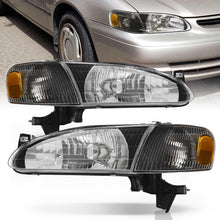 Load image into Gallery viewer, Toyota Corolla 1998-2000 Factory Style Headlights + Corners Black Housing Clear Len Amber Reflector