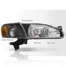 Load image into Gallery viewer, Toyota Corolla 1998-2000 Factory Style Headlights + Corners Black Housing Clear Len Amber Reflector