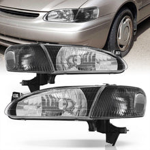 Load image into Gallery viewer, Toyota Corolla 1998-2000 Factory Style Headlights + Corners Black Housing Clear Len Clear Reflector