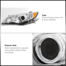 Load image into Gallery viewer, Toyota Camry 2012-2014 Factory Style Headlights Chrome Housing Clear Len Amber Reflector