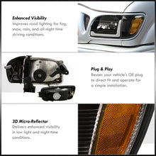 Load image into Gallery viewer, Toyota Tacoma 2001-2004 LED DRL Bar Factory Style Headlights + Corners Black Housing Clear Len Amber Reflector