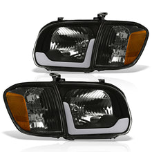 Load image into Gallery viewer, Toyota Tundra (Double Cab / 4 Door Models Only) 2005-2006 / Sequoia 2005-2007 LED DRL Bar Factory Style Headlights + Corners Black Housing Clear Len Amber Reflector