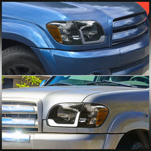 Load image into Gallery viewer, Toyota Tundra (Double Cab / 4 Door Models Only) 2005-2006 / Sequoia 2005-2007 LED DRL Bar Factory Style Headlights + Corners Black Housing Clear Len Amber Reflector