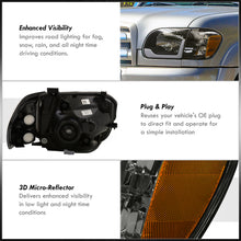 Load image into Gallery viewer, Toyota Tundra (Double Cab / 4 Door Models Only) 2005-2006 / Sequoia 2005-2007 LED DRL Bar Factory Style Headlights + Corners Black Housing Clear Len Amber Reflector