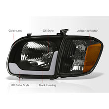 Load image into Gallery viewer, Toyota Tundra (Double Cab / 4 Door Models Only) 2005-2006 / Sequoia 2005-2007 LED DRL Bar Factory Style Headlights + Corners Black Housing Clear Len Amber Reflector