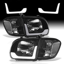 Load image into Gallery viewer, Toyota Tundra (Double Cab / 4 Door Models Only) 2005-2006 / Sequoia 2005-2007 LED DRL Bar Factory Style Headlights + Corners Black Housing Clear Len Clear Reflector
