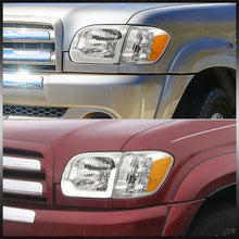 Load image into Gallery viewer, Toyota Tundra (Double Cab / 4 Door Models Only) 2005-2006 / Sequoia 2005-2007 LED DRL Bar Factory Style Headlights + Corners Chrome Housing Clear Len Amber Reflector