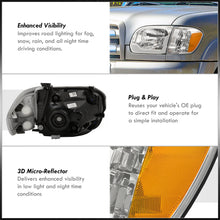 Load image into Gallery viewer, Toyota Tundra (Double Cab / 4 Door Models Only) 2005-2006 / Sequoia 2005-2007 LED DRL Bar Factory Style Headlights + Corners Chrome Housing Clear Len Amber Reflector