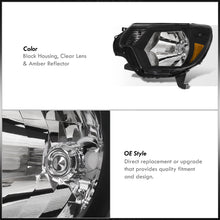 Load image into Gallery viewer, Toyota Tacoma 2012-2015 Factory Style Headlights Black Housing Clear Len Amber Reflector