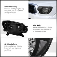 Load image into Gallery viewer, Toyota Tacoma 2012-2015 Factory Style Headlights Black Housing Clear Len Clear Reflector