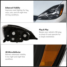 Load image into Gallery viewer, Toyota Sienna 2004-2005 Factory Style Headlights Black Housing Clear Len Amber Reflector (Halogen Models Only)