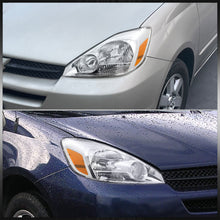 Load image into Gallery viewer, Toyota Sienna 2004-2005 Factory Style Headlights Chrome Housing Clear Len Amber Reflector (Halogen Models Only)