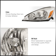 Load image into Gallery viewer, Toyota Sienna 2004-2005 Factory Style Headlights Chrome Housing Clear Len Amber Reflector (Halogen Models Only)