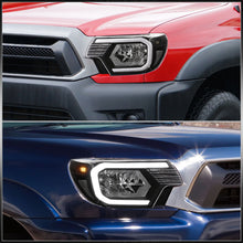 Load image into Gallery viewer, Toyota Tacoma 2012-2015 LED DRL Bar Factory Style Headlights Black Housing Clear Len Clear Reflector