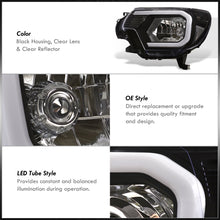 Load image into Gallery viewer, Toyota Tacoma 2012-2015 LED DRL Bar Factory Style Headlights Black Housing Clear Len Clear Reflector