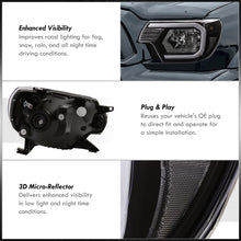 Load image into Gallery viewer, Toyota Tacoma 2012-2015 LED DRL Bar Factory Style Headlights Black Housing Clear Len Clear Reflector
