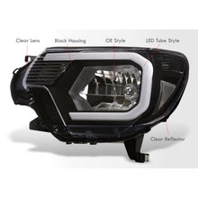 Load image into Gallery viewer, Toyota Tacoma 2012-2015 LED DRL Bar Factory Style Headlights Black Housing Clear Len Clear Reflector