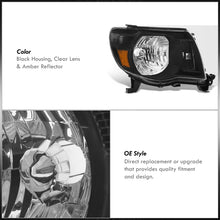 Load image into Gallery viewer, Toyota Tacoma 2005-2011 Factory Style Headlights Black Housing Clear Len Amber Reflector