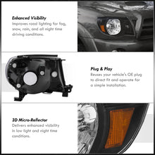 Load image into Gallery viewer, Toyota Tacoma 2005-2011 Factory Style Headlights Black Housing Clear Len Amber Reflector