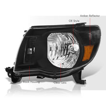 Load image into Gallery viewer, Toyota Tacoma 2005-2011 Factory Style Headlights Black Housing Clear Len Amber Reflector