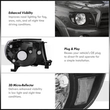 Load image into Gallery viewer, Toyota Tacoma 2005-2011 Factory Style Headlights Black Housing Clear Len Clear Reflector