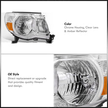 Load image into Gallery viewer, Toyota Tacoma 2005-2011 Factory Style Headlights Chrome Housing Clear Len Amber Reflector