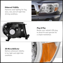 Load image into Gallery viewer, Toyota Tacoma 2005-2011 Factory Style Headlights Chrome Housing Clear Len Amber Reflector
