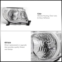 Load image into Gallery viewer, Toyota Tacoma 2005-2011 Factory Style Headlights Chrome Housing Clear Len Clear Reflector