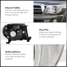 Load image into Gallery viewer, Toyota Tacoma 2005-2011 Factory Style Headlights Chrome Housing Clear Len Clear Reflector