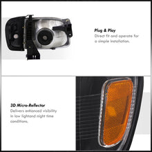 Load image into Gallery viewer, Toyota Tacoma 2001-2004 Factory Style Headlights + Corners Black Housing Clear Len Amber Reflector