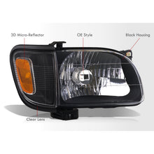Load image into Gallery viewer, Toyota Tacoma 2001-2004 Factory Style Headlights + Corners Black Housing Clear Len Amber Reflector
