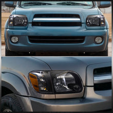 Load image into Gallery viewer, Toyota Tundra (Double Cab / 4 Door Models Only) 2005-2006 / Sequoia 2005-2007 Factory Style Headlights + Corners Black Housing Clear Len Amber Reflector