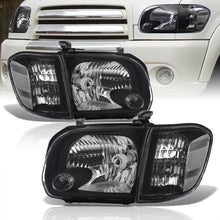 Load image into Gallery viewer, Toyota Tundra (Double Cab / 4 Door Models Only) 2005-2006 / Sequoia 2005-2007 Factory Style Headlights + Corners Black Housing Clear Len Clear Reflector