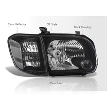 Load image into Gallery viewer, Toyota Tundra (Double Cab / 4 Door Models Only) 2005-2006 / Sequoia 2005-2007 Factory Style Headlights + Corners Black Housing Clear Len Clear Reflector