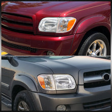 Load image into Gallery viewer, Toyota Tundra (Double Cab / 4 Door Models Only) 2005-2006 / Sequoia 2005-2007 Factory Style Headlights + Corners Chrome Housing Clear Len Amber Reflector