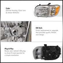 Load image into Gallery viewer, Toyota Tundra (Double Cab / 4 Door Models Only) 2005-2006 / Sequoia 2005-2007 Factory Style Headlights + Corners Chrome Housing Clear Len Amber Reflector