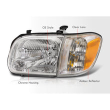 Load image into Gallery viewer, Toyota Tundra (Double Cab / 4 Door Models Only) 2005-2006 / Sequoia 2005-2007 Factory Style Headlights + Corners Chrome Housing Clear Len Amber Reflector