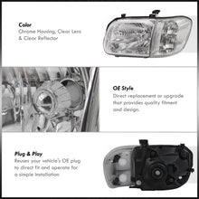 Load image into Gallery viewer, Toyota Tundra (Double Cab / 4 Door Models Only) 2005-2006 / Sequoia 2005-2007 Factory Style Headlights + Corners Chrome Housing Clear Len Clear Reflector